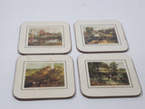 Vintage Pimpernel Old English Scenes Cork Backed 4" x 4" Drink Coasters Set of 4