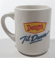 Denny's Til Dawn Tired Moon Face 3 3/4" Tall Ceramic Coffee Mug Cup