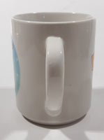 Denny's Christmas Santa Claus Reindeer Themed Light Grey 3 3/4" Tall Ceramic Coffee Mug Cup