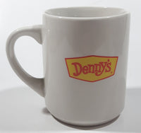 Denny's Christmas Santa Claus Reindeer Themed Light Grey 3 3/4" Tall Ceramic Coffee Mug Cup