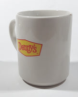 Denny's Christmas Santa Claus Reindeer Themed Light Grey 3 3/4" Tall Ceramic Coffee Mug Cup