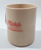 Rare Vintage Ricky's Pancake House Restaurants 3 3/4" Tall Plastic Coffee Mug Cup