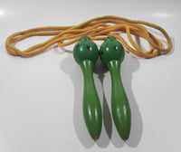 Vintage Wood Handle Skipping Jump Rope Painted Green with Black Spots and Eyes 62" Long