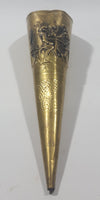 Vintage Hammered Brass 11" Long Cone Shaped Fireplace Match Holder