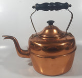 Vintage Goose Neck Copper Tea Pot Kettle with Black Wood Handle Made in England