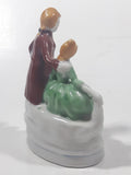 Antique 1945 to 1951 Occupied Japan Colonial Man and Woman Couple 4 1/4" Tall Hand Painted Porcelain Figurine