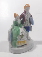 Antique 1945 to 1951 Occupied Japan Colonial Man and Woman Couple 4 1/4" Tall Hand Painted Porcelain Figurine