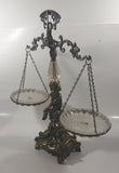 Vintage Bleikristall Ornate Cherub Themed 17 1/4" Tall Brass and 24% Leaded Crystal Glass Tray Scales of Justice Balance Scale