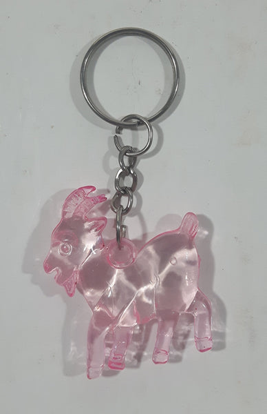Translucent Pink Goat Miniature 1 1/8" x 1 1/4" Key Chain