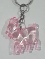 Translucent Pink Goat Miniature 1 1/8" x 1 1/4" Key Chain