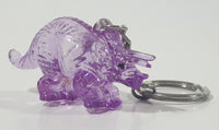 Translucent Purple Triceratops Dinosaur Miniature 1 1/8" x 2 1/4" Key Chain