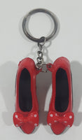 Minnie Mouse Style Red and Black High Heel Shoes with Red White Polka Dot Bow Tie 2" Long Key Chain