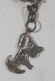 White Sitting Dog Small Enamel Metal 1" x 1" Key Chain