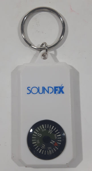 SoundFX White Plastic 1 1/8" x 2 3/8" Key Chain with Compass