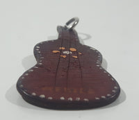 Mexico Brown Leather Acoustic Guitar Shaped Key Chain