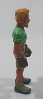 Green Shirt Brown Gloves Blonde Hair Man 3 3/4" Tall Toy Action Figure