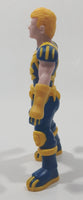 Blue and Yellow Blonde Hair Wolverine Style 4 5/8" Tall Toy Action Figure