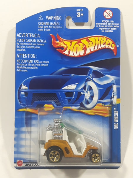 2002 Hot Wheels Fore Wheeler Gold Die Cast Toy Car Vehicle New in Package