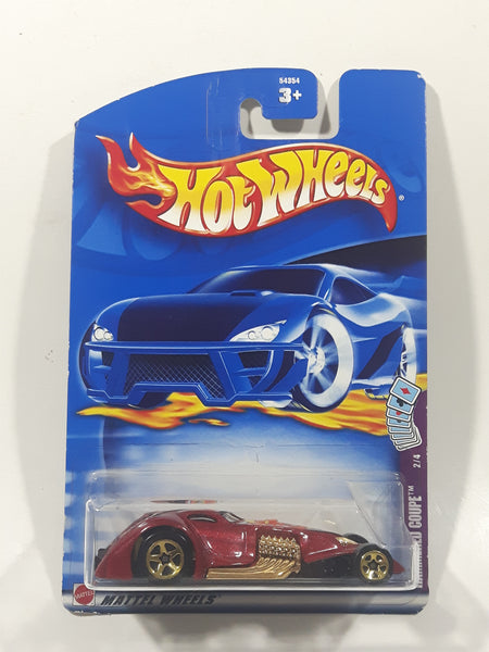 2002 Hot Wheels Trump Cars Hammered Coupe Metalflake Dark Red Die Cast Toy Car Hot Rod Vehicle New in Package