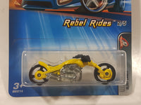 2004 Hot Wheels Rebel Rides Blast Lane Yellow Die Cast Toy Motor Cycle Vehicle New in Package