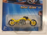 2004 Hot Wheels Rebel Rides Blast Lane Yellow Die Cast Toy Motor Cycle Vehicle New in Package
