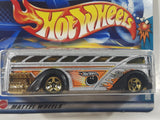 2002 Hot Wheels Spares 'N Strikes Surfin' School Bus Metalflake Silver Die Cast Toy Car Vehicle New in Package Short Card