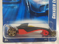 2007 Hot Wheels Stars Greased Lightnin' Black and Red Die Cast Toy Car Vehicle New in Package