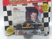1995 Racing Champions Preview Editions NASCAR #2 Rusty Wallace Stock Car Black Die Cast Toy Car Vehicle with Collector Card New in Package
