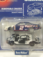 1998 Hasbro Winner's Circle Tech Series NASCAR #2 Rusty Wallace Ford White and Dark Blue 1:64 Scale Die Cast Toy Car Vehicle New in Package