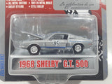 2006 Shelby Automobiles Carroll Shelby 85th Birthday Celebration 1968 Shelby G.T. 500 Silver with Blue Stripes #85 Die Cast Toy Car Vehicle with Opening Doors and Hood New in Package