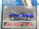2008 Shelby Automobiles 45th Mustang Anniversary Celebration 1966 Shelby G.T. 350 Blue with White Stripes #13 Die Cast Toy Car Vehicle with Opening Doors and Hood New in Package