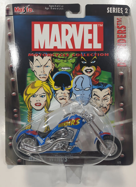 2003 Maisto Marvel Motorcycle Collection The Defenders Series 2 Heavy Winds Blue 1:18 Scale Die Cast Toy Vehicle New in Package