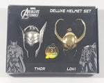 Monogram Marvel Avengers Assemble Deluxe Helmet Set Thor Pewter and Loki Gold Bonus! 2 Bio-Cards Included New in Box