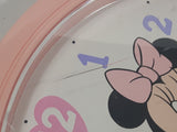 The Walt Disney Company Disney Babies Minnie Mouse and Pluto Lorus Quartz 10 1/2" Pink Plastic Wall Clock Crack in Cover