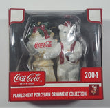 2004 Coca Cola Pearlescent Porcelain Ornament Collection Polar Bear Christmas Tree Ornament New in Box