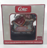 2004 Coca Cola Pearlescent Porcelain Ornament Collection Santa Claus in Sleigh Christmas Tree Ornament New in Box