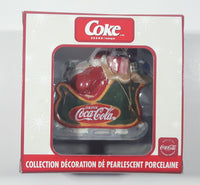 2004 Coca Cola Pearlescent Porcelain Ornament Collection Santa Claus in Sleigh Christmas Tree Ornament New in Box