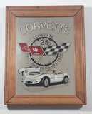 Vintage 1953 to 1978 Chevrolet Corvette 25th Anniversary 11 1/2" x 14 1/2" Wood Framed Mirror Sign