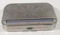 Vintage Marijuana Leaf Engraved Metal Cigarette Joint Maker Machine Case