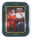 Vintage 1983 Enjoy Coca-Cola Santa Claus Good Boys and Girls Dark Green Metal Beverage Serving Tray