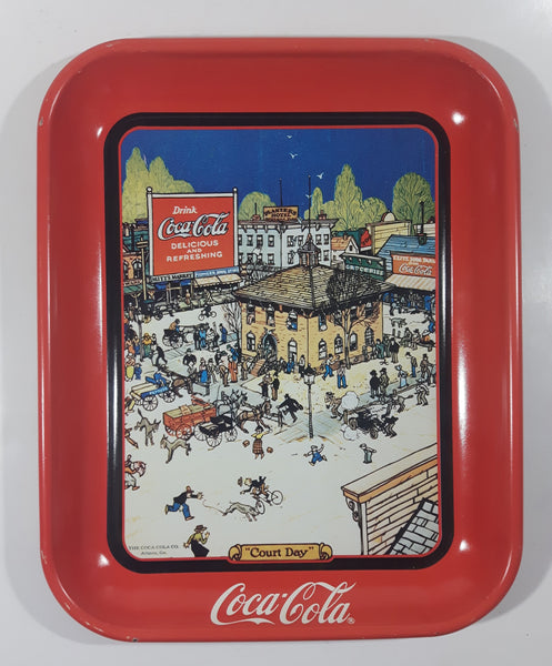 1990 Coca Cola 1921 Print Ad "Court Day" Red Metal Beverage Serving Tray