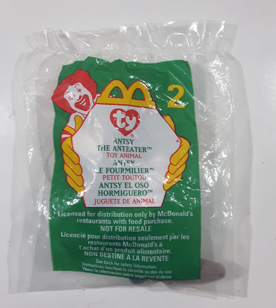 1999 McDonald's Ty Beanie Babies Antsy The Anteater Stuffed Plush Toy New in Package ERRORS