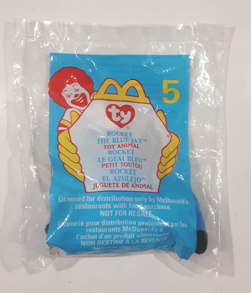 1999 McDonald's Ty Beanie Babies Rocket The Blue Jay Stuffed Plush Toy New in Package ERRORS