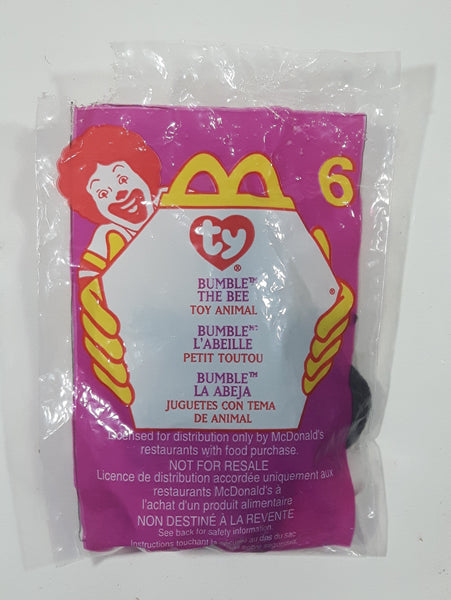 2000 McDonald's Ty Beanie Babies Bumble The Bee Stuffed Plush Toy New in Package