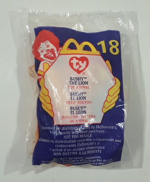 2000 McDonald's Ty Beanie Babies Bushy The Lion Stuffed Plush Toy New in Package
