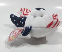1999 Ty Beanie Babies Spangled The Bear White Plush Stuffed Animal Toy New with Tags
