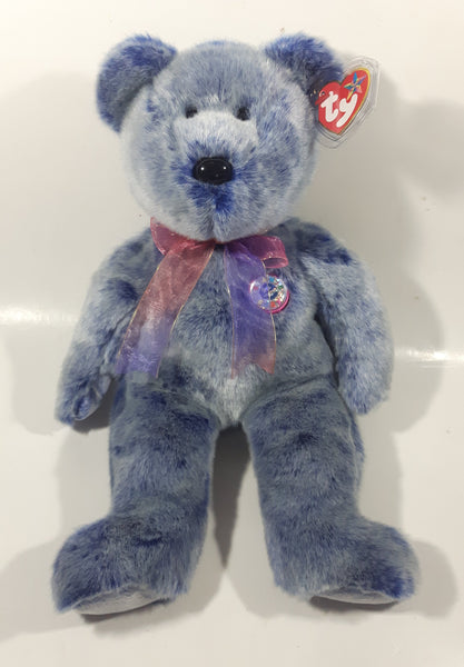 2001 Ty Beanie Buddy Periwinkle Blue Teddy Bear 13" Tall Plush Stuffed Animal Toy New with Tags