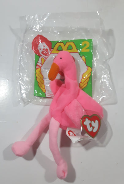 1996 McDonald's Ty Beanie Babies Pinky Flamingo Stuffed Plush Toy New with Tags and Opened Package