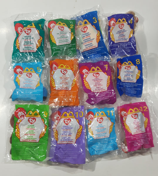 Set of 12 1998 McDonald's Ty Beanie Babies Stuffed Plush Toy New in Package