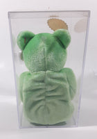1999 Ty Beanie Babies Kicks The Bear Soccer Football Green Stuffed Plush Toy New with Tags in Display Case